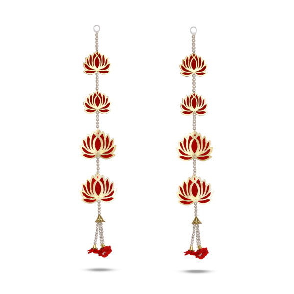 Wall Hanging - 23 Inches | Lotus with Rose Design Door Hanger for Home & Office Decor/ Two Pieces Set