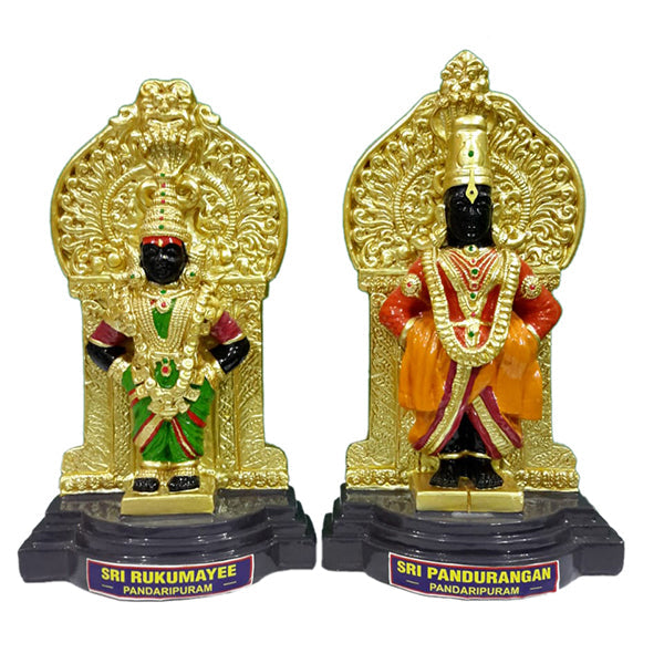 Vitthal Rukmini Idol | Vitthal Rakhumai Murti Statue for Home/ Pandurangan Pair/ Gifts/ Fibre Material