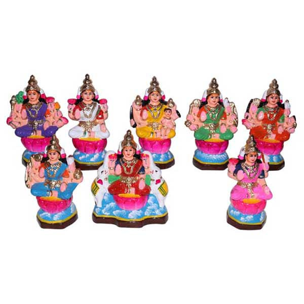 Ashtalakshmi Set - 5 Inches | GiriAus Golu Doll/ Clay/ Ashta Laxmi Set/ Navratri Bommai/ Dassara Dolls