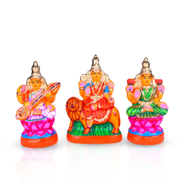 Durga Lakshmi Saraswathi Set - 9 Inch | GiriAus Golu Doll/ Paper Mache/ Laxmi/ Saraswati/ Durgai/ Navratri Bommai