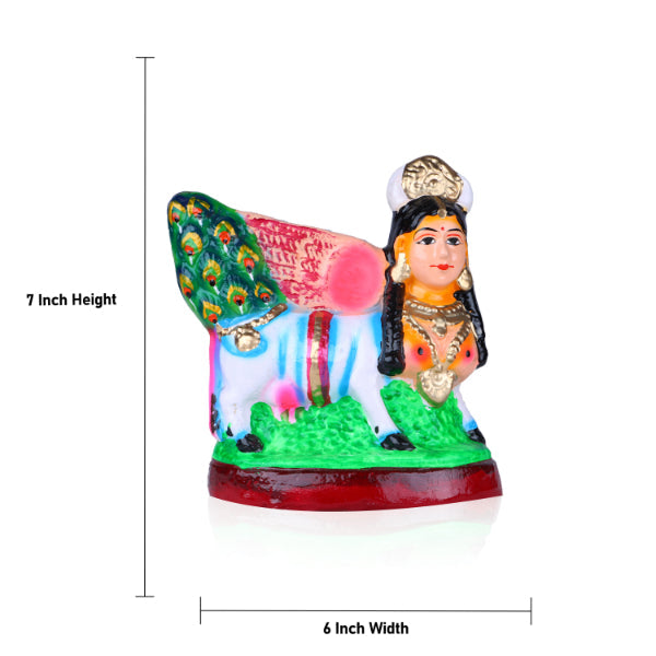 Kamadhenu - 7 Inches | GiriAus  Golu Doll/ Clay/ Kamdhenu Cow Statue/ Navratri Bommai/ Gifts/ Showpiece