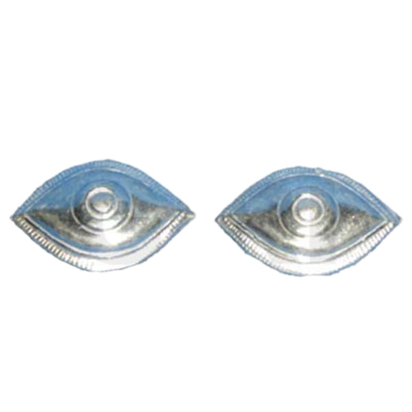 White Metal Eye Set - 0.5 Inch| Kan Malar Set/ Chandi Ki Aankh for Pooja/ Goddess Eyes