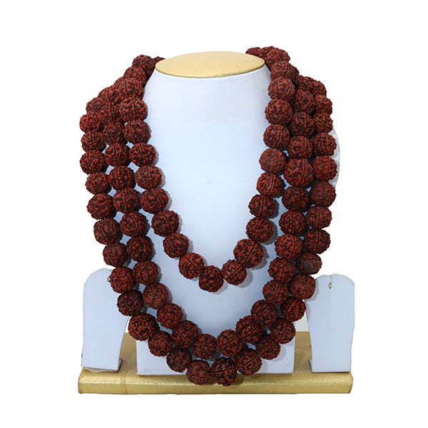 5 Mukhi Rudraksha Mala with Thread Knot - 12 Inch | 108 Beads Japa Mala/ Kantha Mala/ 5 Face