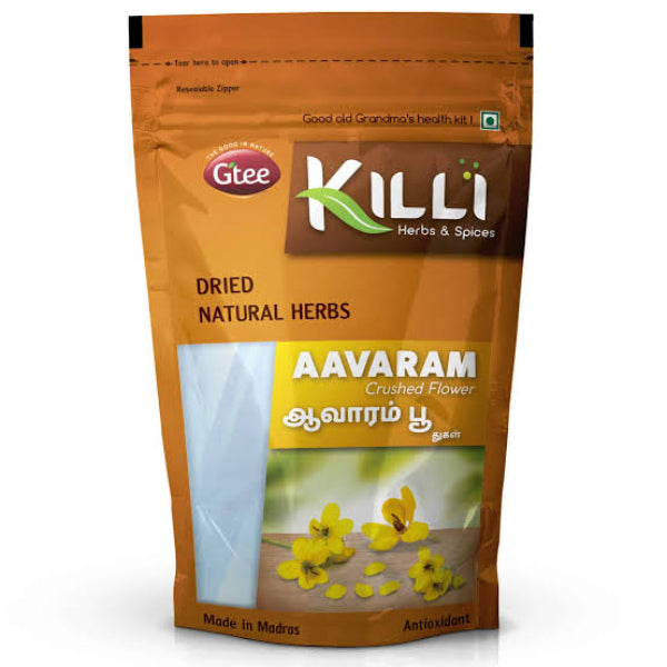 KILLI Avaram Crushed Flower - 100 Gms | Avarampoo/ Tarwar/ Aavaram/ Senna auriculata/ Tangedu Flower Crushed/ Ayurvedic, Rich in Antioxidants