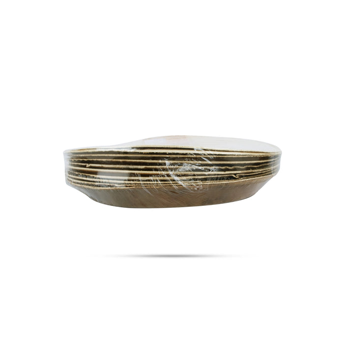Areca Leaf Plate Set - 12 Inches | 10 Pcs/ Round Shape Areca Palm Plates/ Disposable Plate for Temple