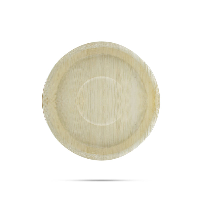 Areca Leaf Plate Set - 12 Inches | 10 Pcs/ Round Shape Areca Palm Plates/ Disposable Plate for Temple