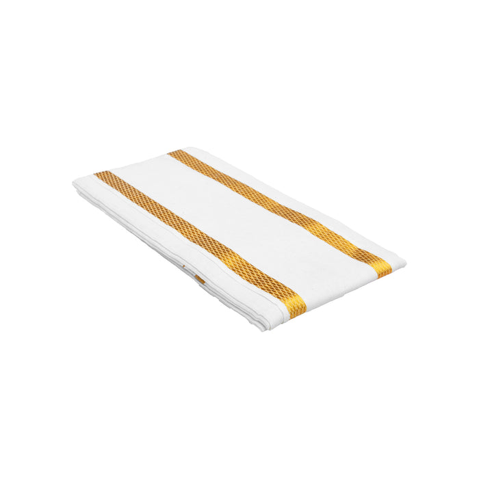 Angavastram - 1.8 Mtrs | Half White Thundu/ Angavastra Towel/ Gamcha for Pooja & Ritual Wear