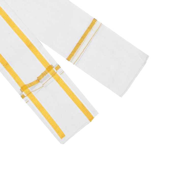 Angavastram - 1.8 Mtrs | Half White Thundu/ Angavastra Towel/ Gamcha for Pooja & Ritual Wear