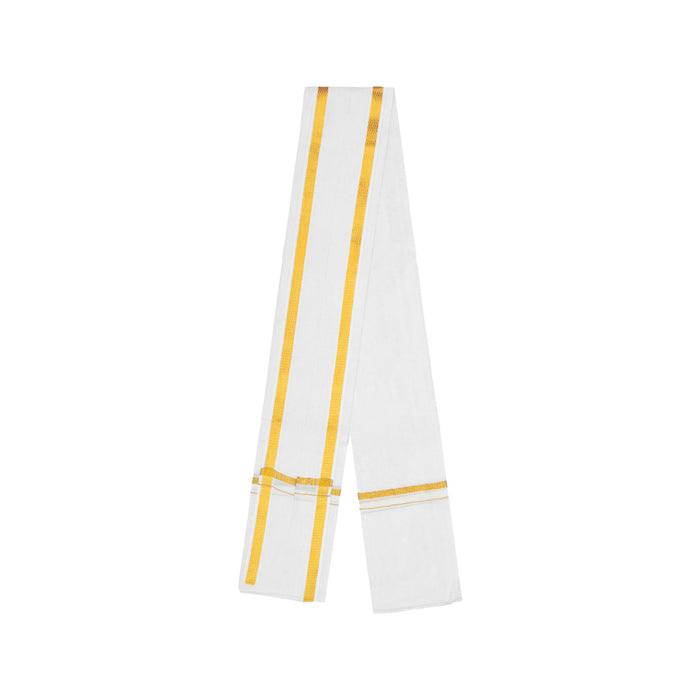 Angavastram - 1.8 Mtrs | Half White Thundu/ Angavastra Towel/ Gamcha for Pooja & Ritual Wear