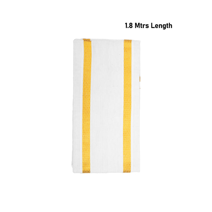 Angavastram - 1.8 Mtrs | Half White Thundu/ Angavastra Towel/ Gamcha for Pooja & Ritual Wear