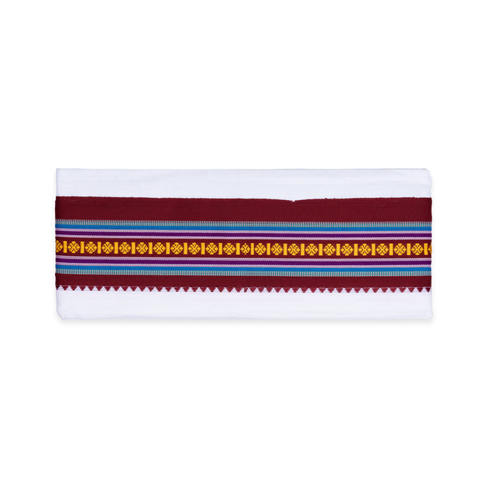 White Angavastram - 2 Mtrs | Nagpuri Cotton Thundu/ Angavastra Towel/ Gamcha for Pooja & Ritual Wear