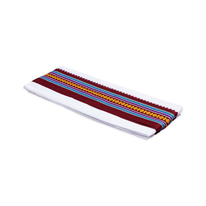 White Angavastram - 2 Mtrs | Nagpuri Cotton Thundu/ Angavastra Towel/ Gamcha for Pooja & Ritual Wear