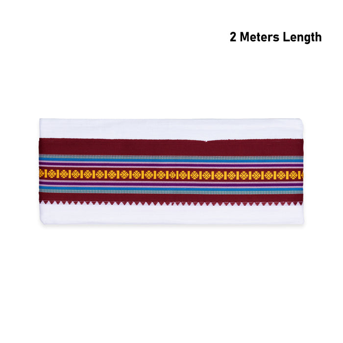 White Angavastram - 2 Mtrs | Nagpuri Cotton Thundu/ Angavastra Towel/ Gamcha for Pooja & Ritual Wear