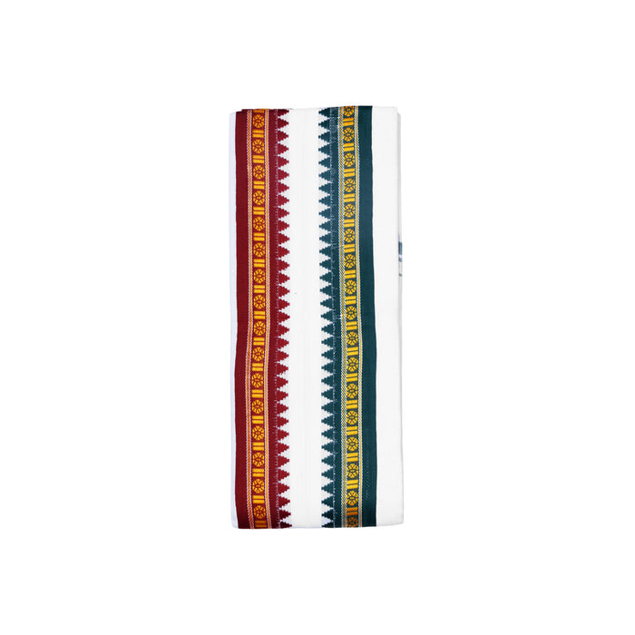 Angavastram - 1.8 Mtrs | White Colour Thundu/ Korvai Border Towel/ Traditional Gamcha For Men