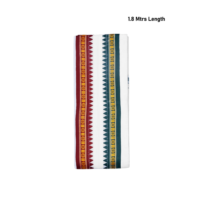 Angavastram - 1.8 Mtrs | White Colour Thundu/ Korvai Border Towel/ Traditional Gamcha For Men