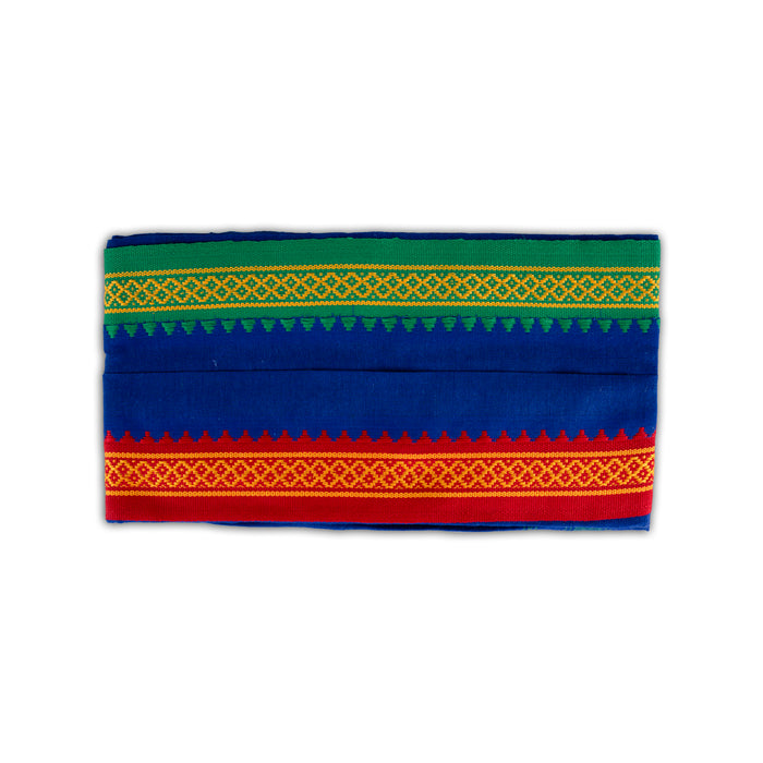 Angavastra - 3. x 60 Inches | Blue Colour Gamcha / Mla Border Towel / Thundu / Kasavu Shawl for Men