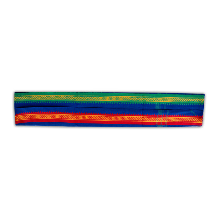 Angavastra - 3. x 60 Inches | Blue Colour Gamcha / Mla Border Towel / Thundu / Kasavu Shawl for Men