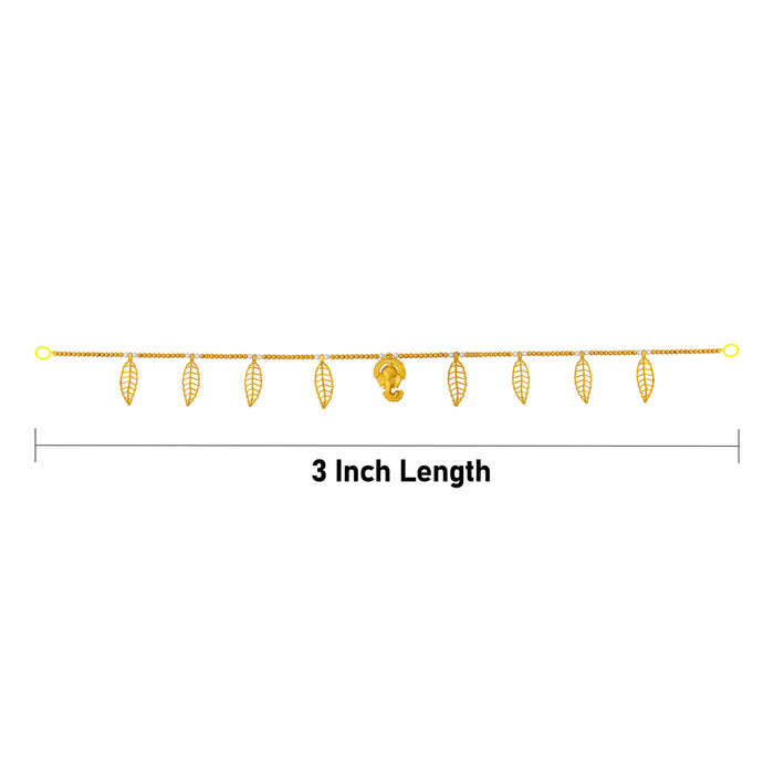 Door Toran - 3 Inches | Artificial Toran / Gold Leaf Ganesha With Beads Design Bandanwar / Thoran for Home Decor