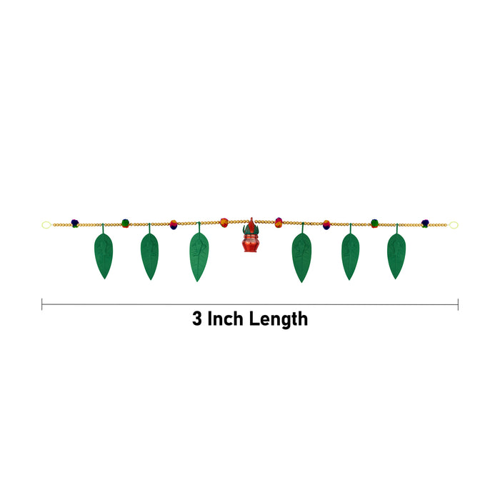 Door Toran - 3 Inches | Artificial Toran / Leaf With Kalash Design Bandanwar/ Thoran for Door Decor