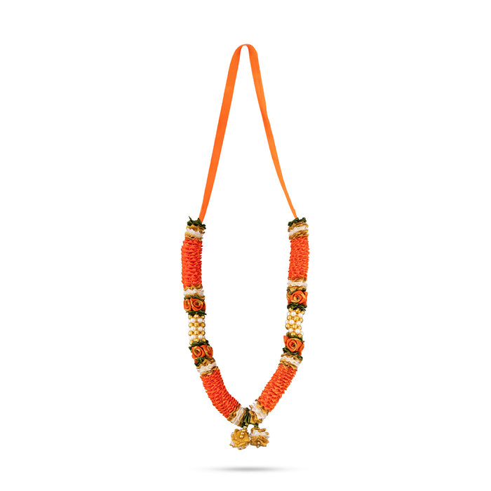 Satin Garland - 12 Inches | Beads & Flower Design Mala/ Cloth mala/ Flower Mala for Photo Frame