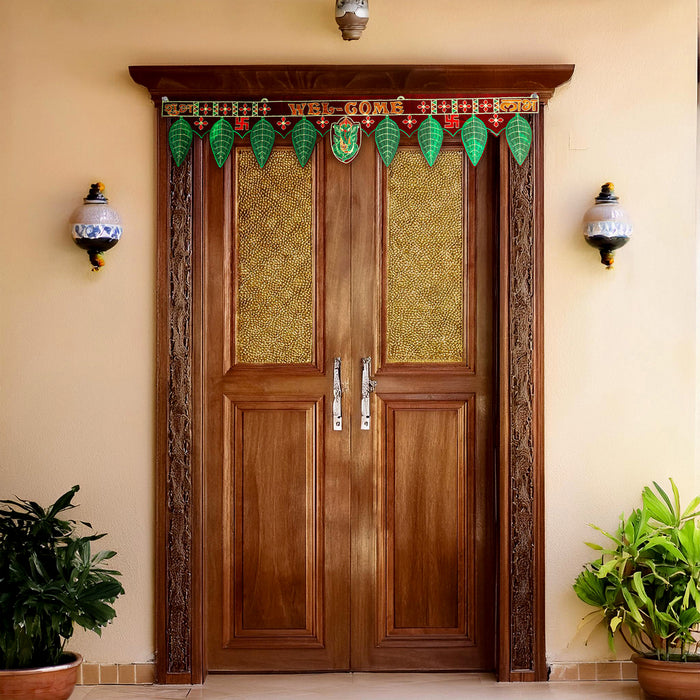 Decorative Toran - 38 Inches | Velvet Welcome Toran / Thoranam For Home Entrance & Pooja Mandir