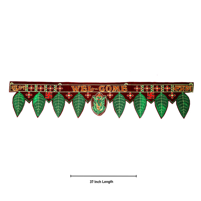 Door Toran - 37 Inches | Artificial Leaf Design Toran/ Velvet Thoran/ Bandanwar for Home Decor