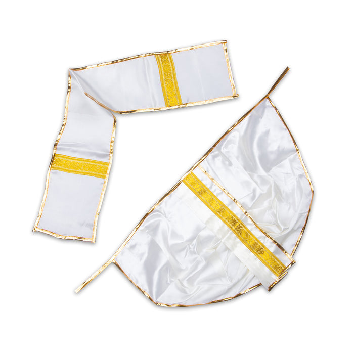 Readymade Panchakacham - 15 x 22 Inches | Jari Border Satin Dhoti/ Panchakajam For Deity Alangaram