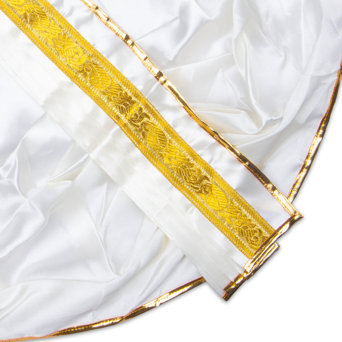 Readymade Panchakacham - 15 x 22 Inches | Jari Border Satin Dhoti/ Panchakajam For Deity Alangaram