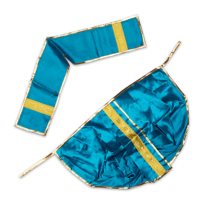Readymade Panchakacham - 15 x 22 Inches | Jari Border Satin Dhoti/ Panchakajam For Deity Alangaram
