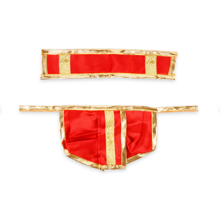 Panchakacham - 4 x 6 Inches | Satin Jari Border Dhoti/ Bhagwan Uthriyam/ Panchakajam For Deity Decor