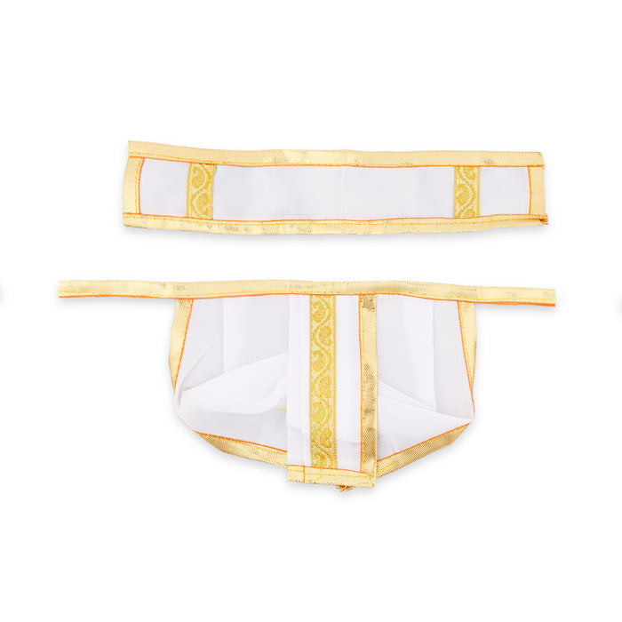Panchakacham - 4 x 6 Inches | Satin Jari Border Dhoti/ Bhagwan Uthriyam/ Panchakajam For Deity Decor