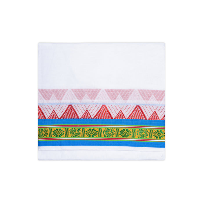 Cotton Veshti - 2.5 Mtrs | Mini Jacquard Border Dhoti/ White Vesti / Dhoti for Men / Traditional Vesti