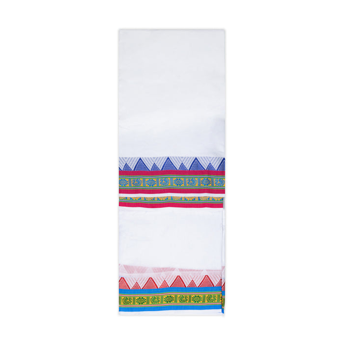 Cotton Veshti - 2.5 Mtrs | Mini Jacquard Border Dhoti/ White Vesti / Dhoti for Men / Traditional Vesti
