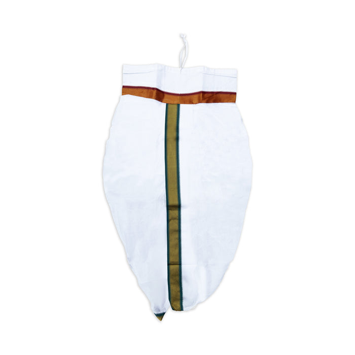 Readymade Panchakacham With Angavastram - 9 x 5 Yards | Mayilkan border White Colour Dhoti & Thundu for Men