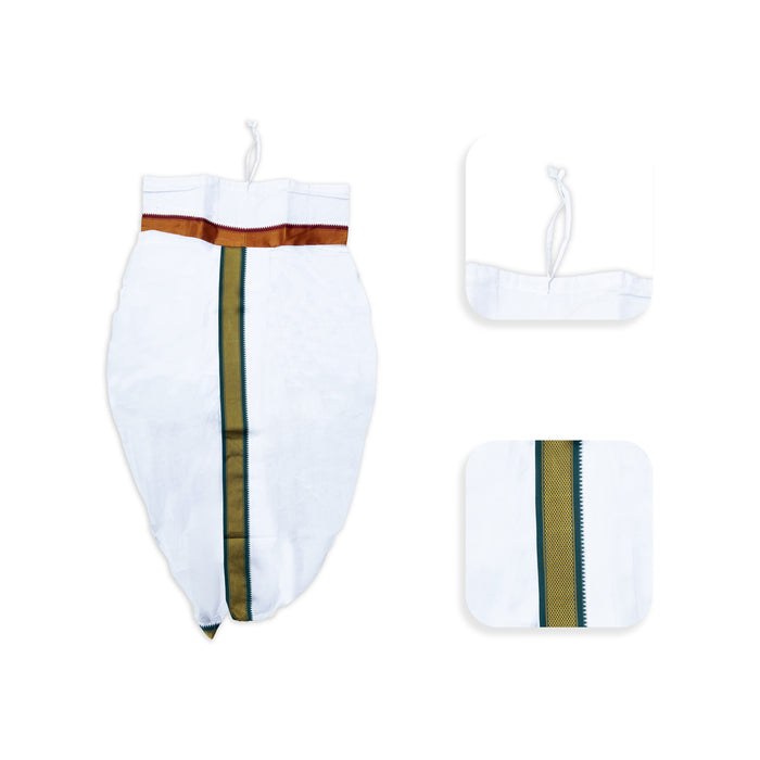 Readymade Panchakacham With Angavastram - 9 x 5 Yards | Mayilkan border White Colour Dhoti & Thundu for Men