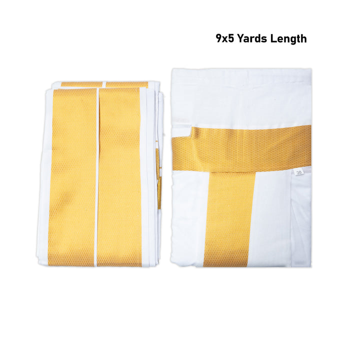 Readymade Panchakacham - 9 x 5 Yards | Traditional Wear/ 100K Cotton Dhoti/ Jari Border Panchakacham For Men