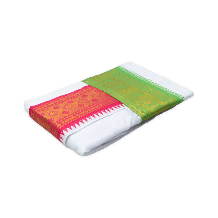 Panchakacham - 4 Inches | White Panchakajam/ Cotton Jacquard Border Dhoti for Deity