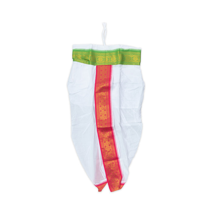 Panchakacham - 4 Inches | White Panchakajam/ Cotton Jacquard Border Dhoti for Deity