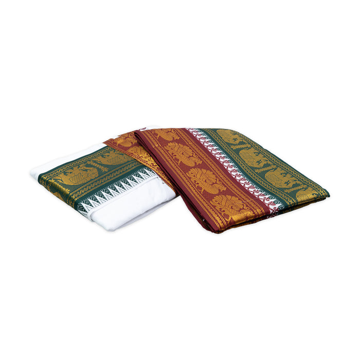 Panchakacham - 4 Inches | White Panchakajam/ Cotton Jacquard Border Dhoti for Deity