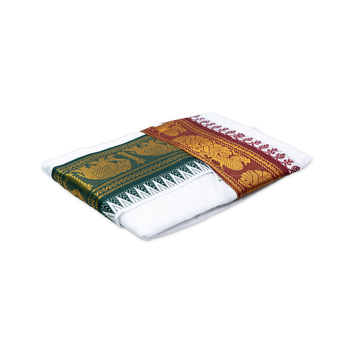 Panchakacham - 4 Inches | White Panchakajam/ Cotton Jacquard Border Dhoti for Deity