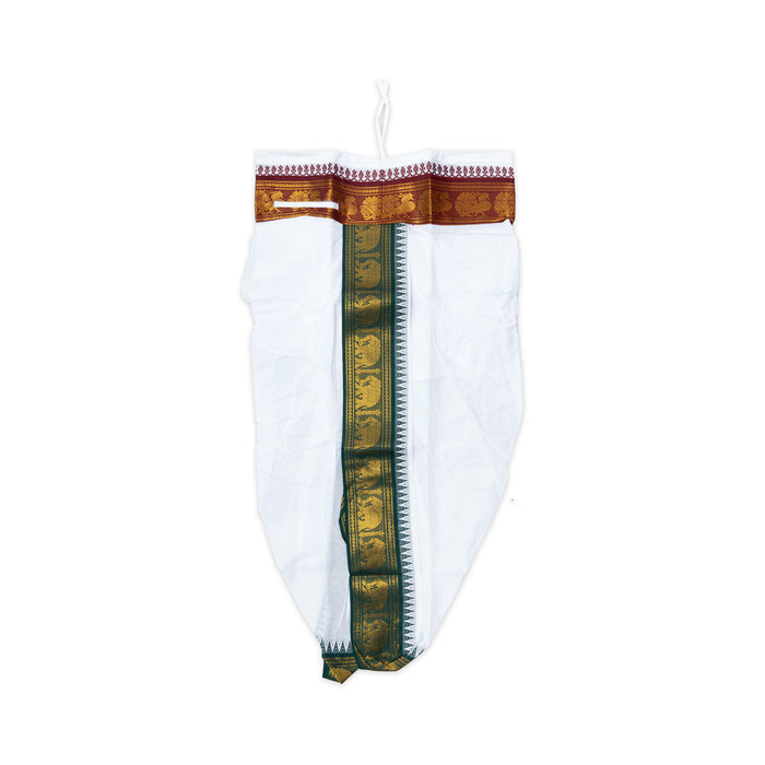 Panchakacham - 4 Inches | White Panchakajam/ Cotton Jacquard Border Dhoti for Deity
