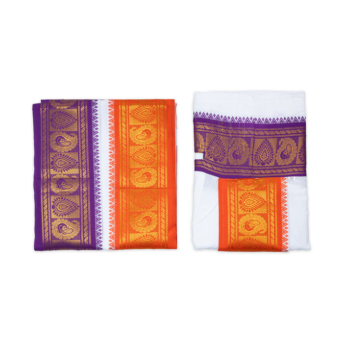 Panchakacham - 4 Inches | White Panchakajam/ Cotton Jacquard Border Dhoti for Deity