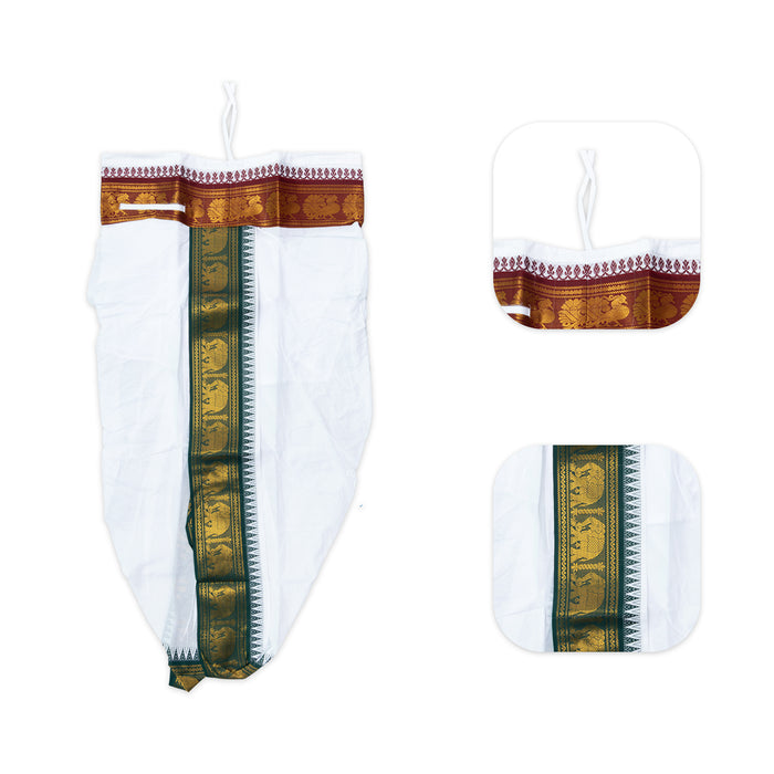 Panchakacham - 4 Inches | White Panchakajam/ Cotton Jacquard Border Dhoti for Deity