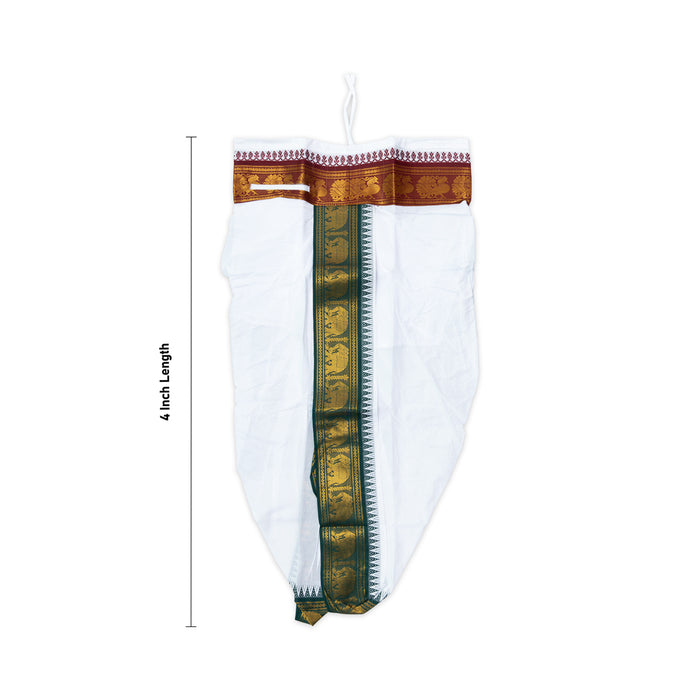 Panchakacham - 4 Inches | White Panchakajam/ Cotton Jacquard Border Dhoti for Deity