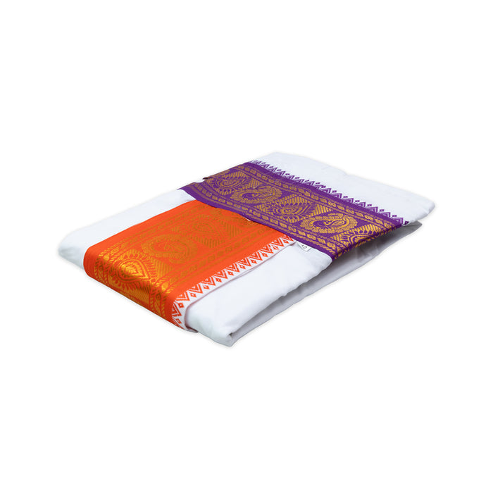 Panchakacham - 4 Inches | White Panchakajam/ Cotton Jacquard Border Dhoti for Deity