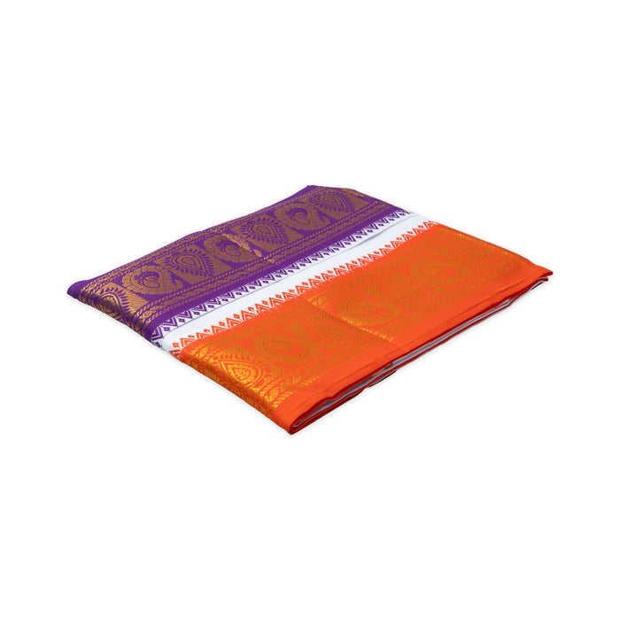 Panchakacham - 4 Inches | White Panchakajam/ Cotton Jacquard Border Dhoti for Deity