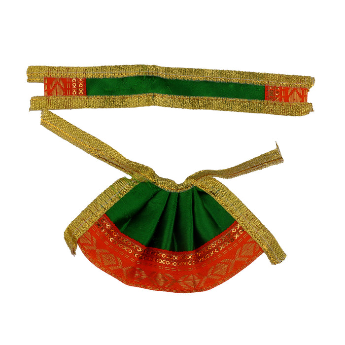 Amman Pavadai - 6 x 8 Inches | Satin Mata Rani Poshak/ Devi Vastra/ Jari Border Design Devi Dress For Deity