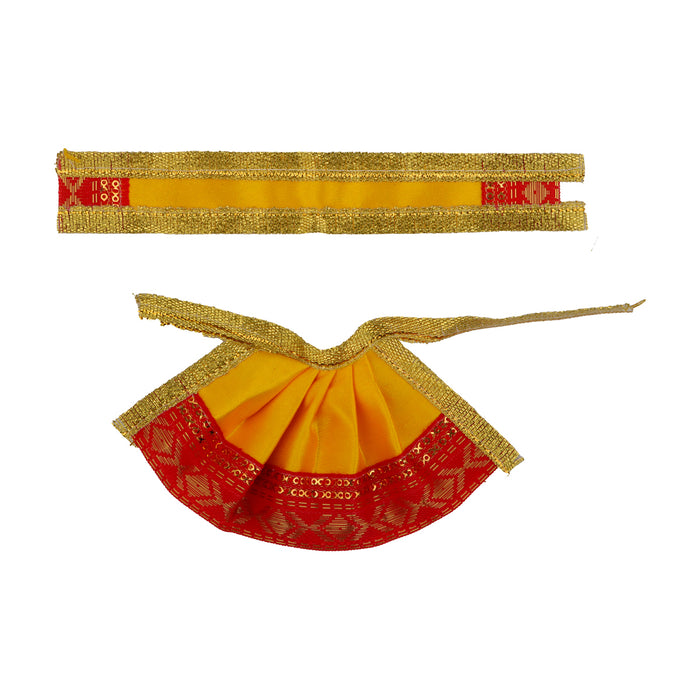 Amman Pavadai - 6 x 8 Inches | Satin Mata Rani Poshak/ Devi Vastra/ Jari Border Design Devi Dress For Deity