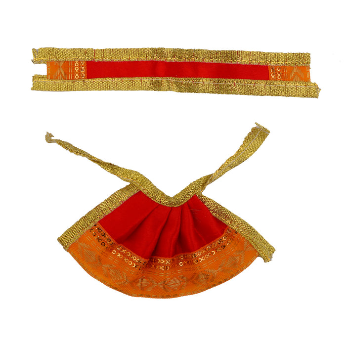 Amman Pavadai - 6 x 8 Inches | Satin Mata Rani Poshak/ Devi Vastra/ Jari Border Design Devi Dress For Deity
