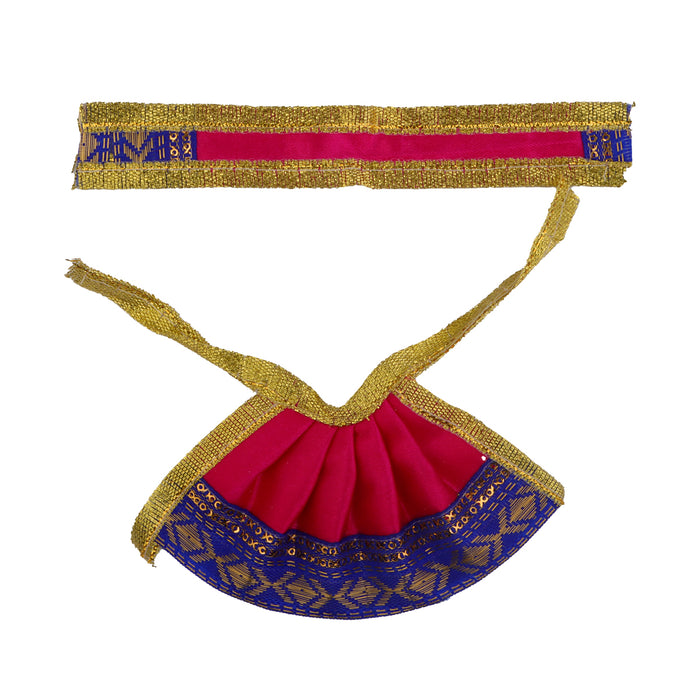 Amman Pavadai - 6 x 8 Inches | Satin Mata Rani Poshak/ Devi Vastra/ Jari Border Design Devi Dress For Deity